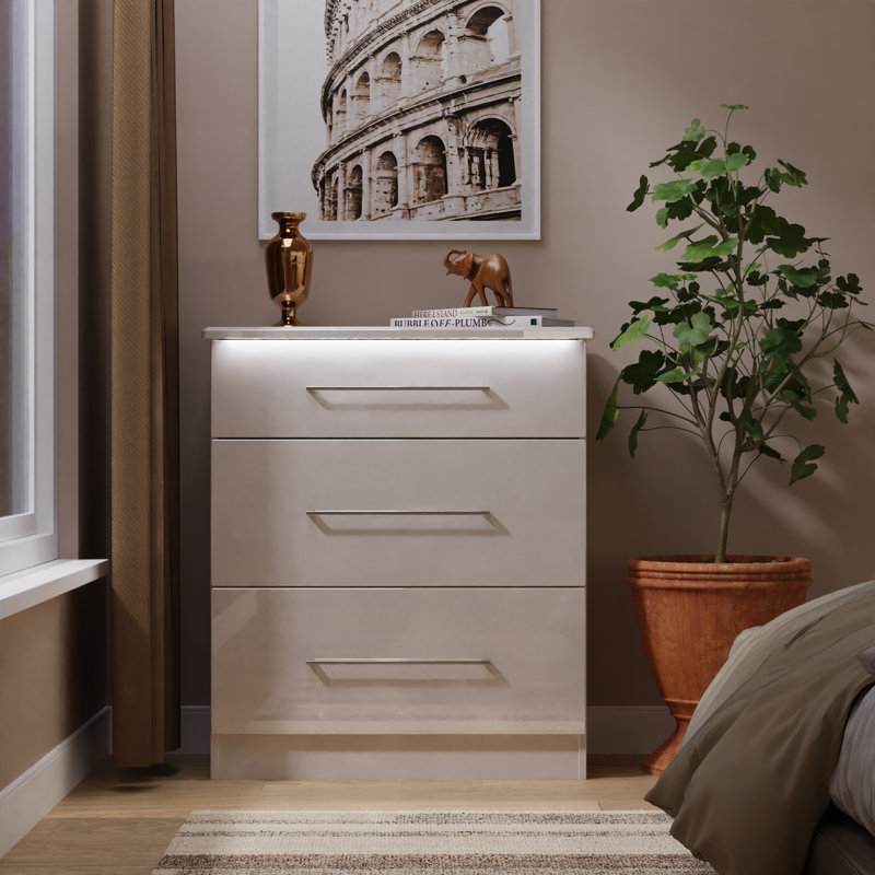 77cm W 3 - Drawer Chest of Drawers, Beige