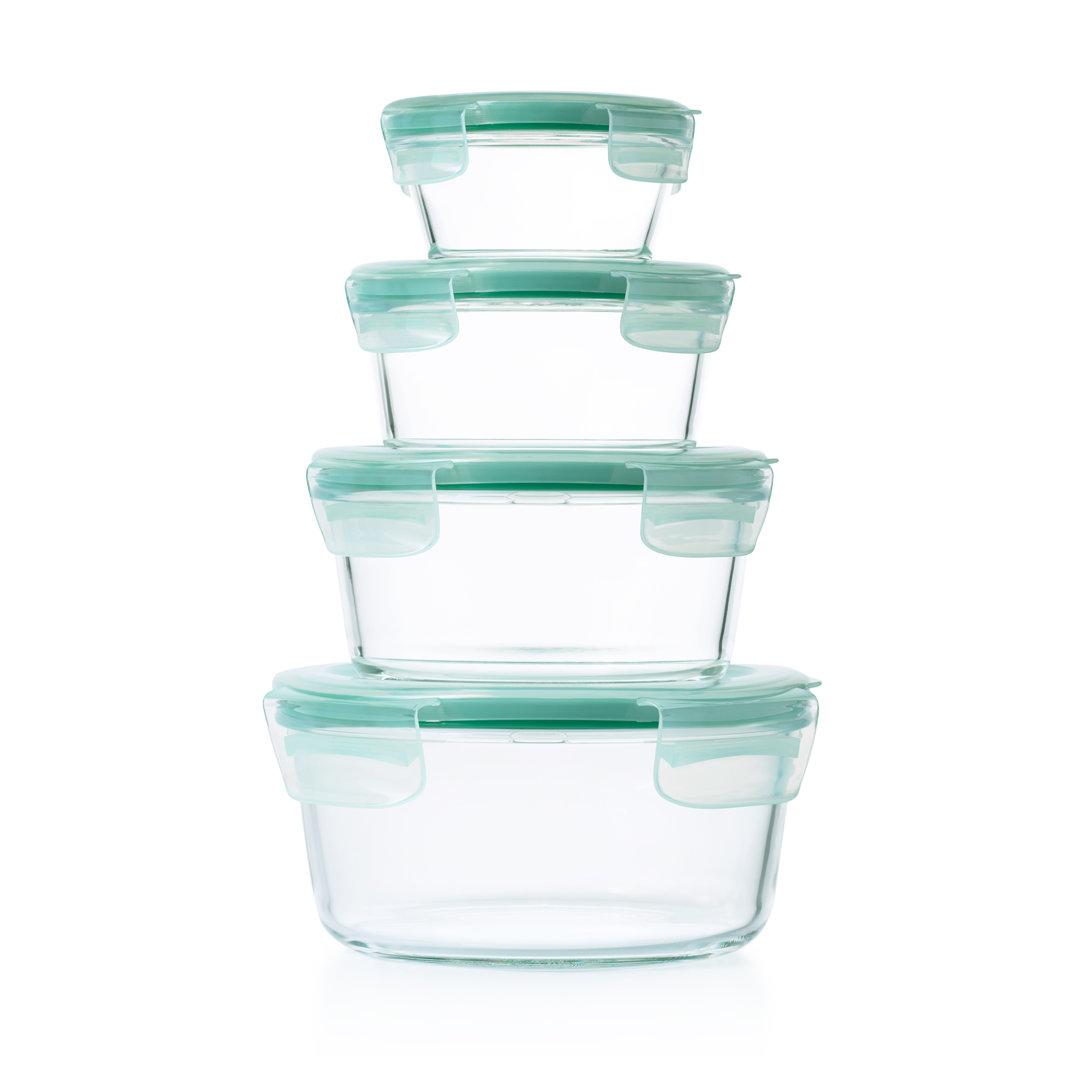 Good Grips SNAP Glass Round 8 Piece Container Food Storage Set OXO