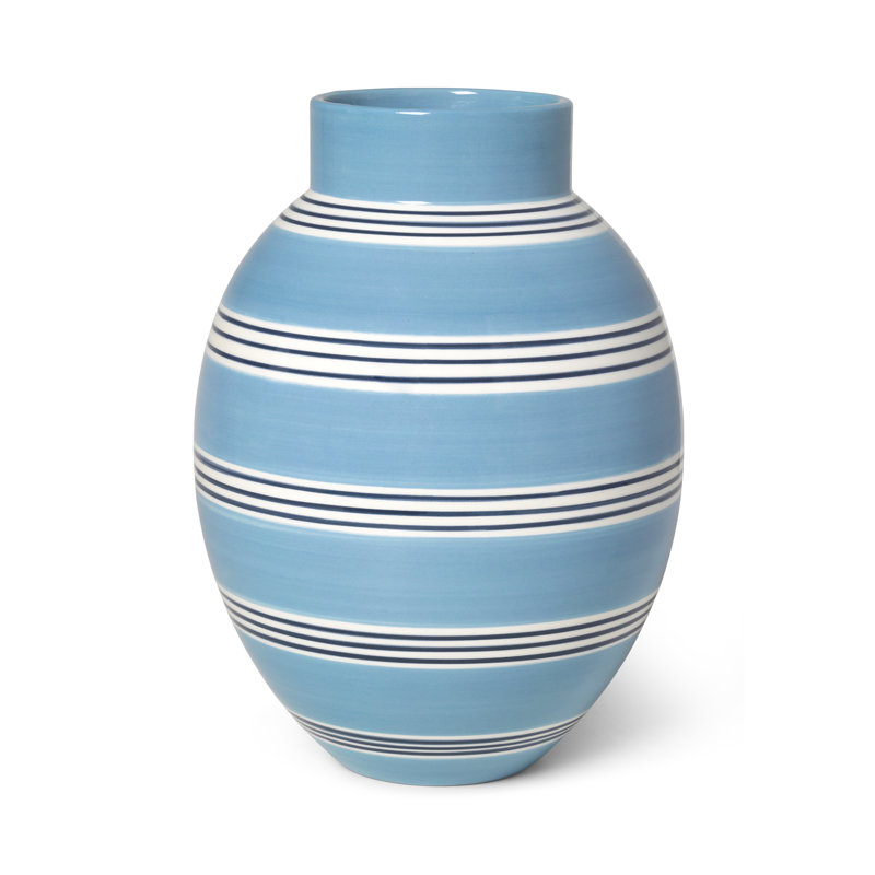 Vase de table en céramique Omaggio Nuovo, Bleu clair / blanc / noir, H 11,8 po x l 8,7 po x P 8,7 po