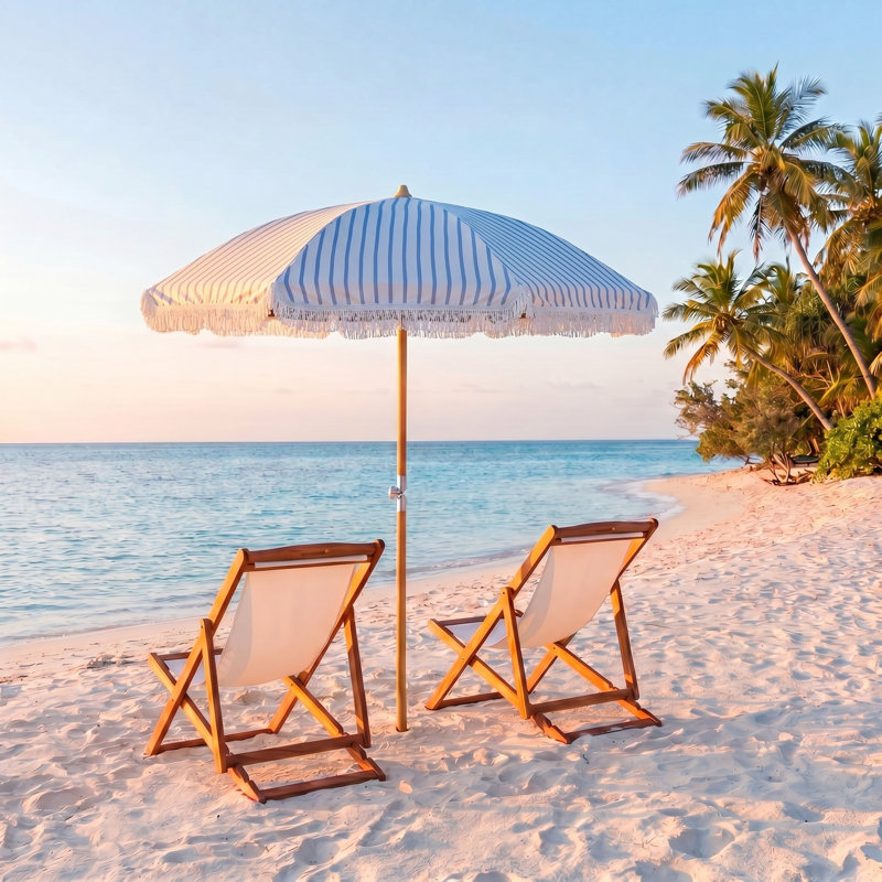 Parasol Bella Beach, Rayures bleu bébé