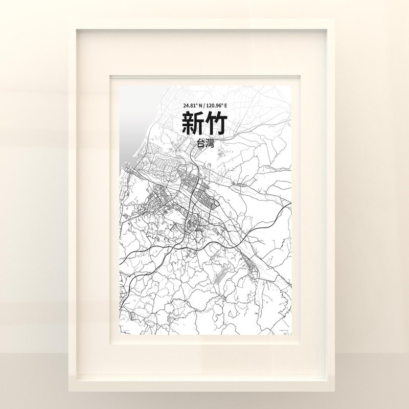 Hsinchu (chinois traditionnel), impression sur toile tendue, Gris / blanc