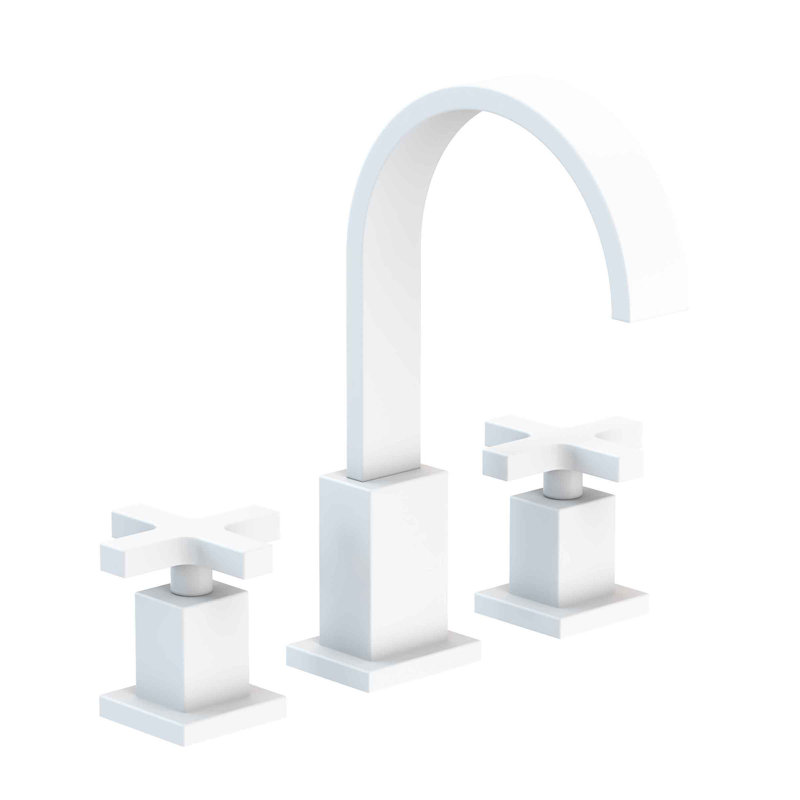 Secant Widespread Bathroom Faucet with Drain Assembly, Matte White