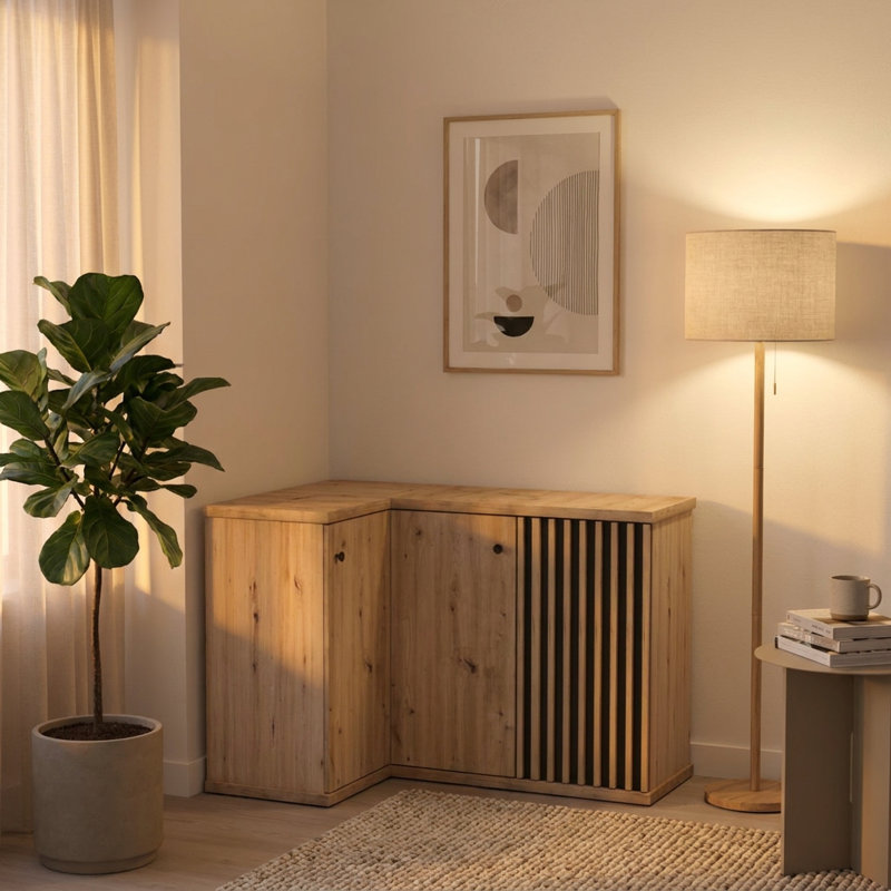 CORNER CHEST OF DRAWERS WITH SLATS CALI C-12