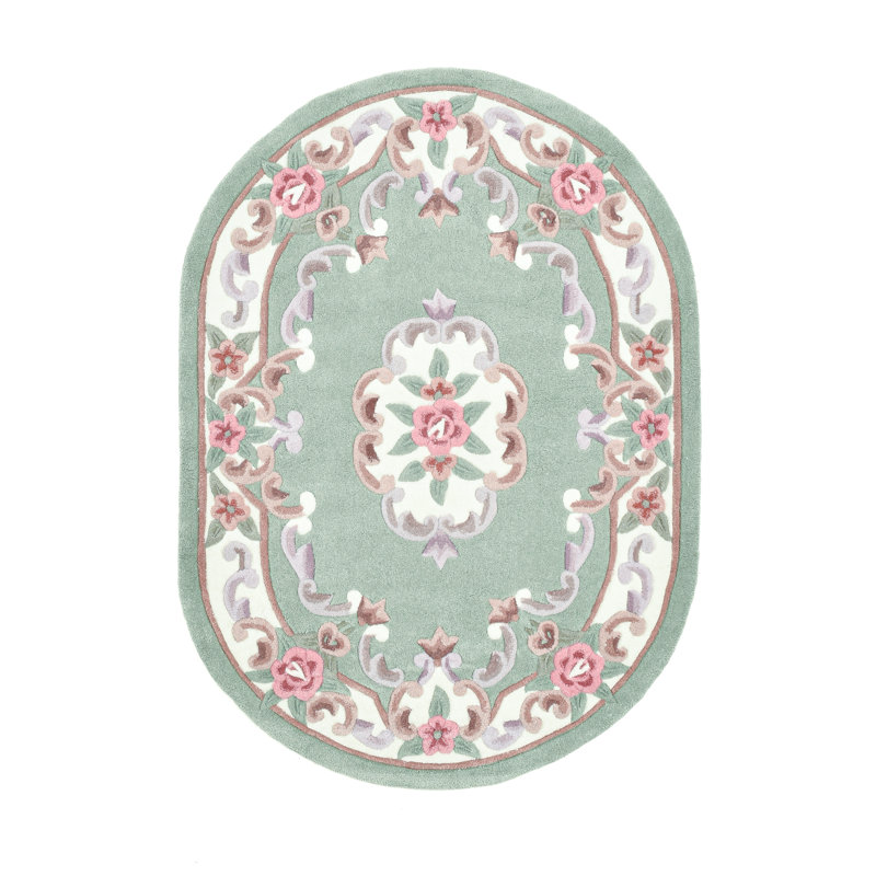 Ming Hand Tufted Grey Rug, Oval 120 x 170cm