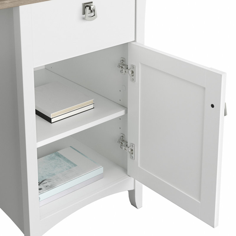 Bureau de direction en L Ozro, Gris déclin / blanc pur