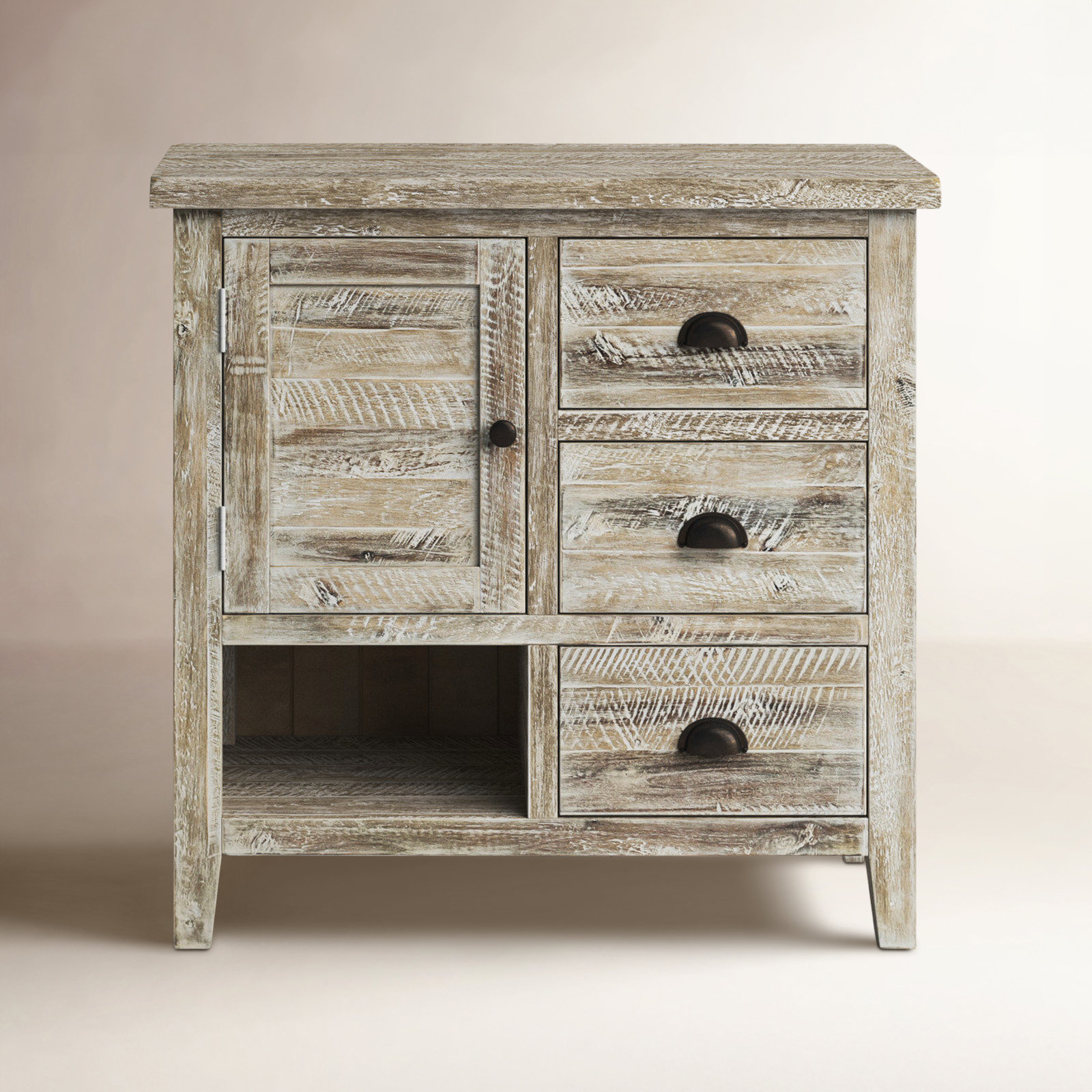 Castile Solid Wood Storage Cabinet, Washed Gray