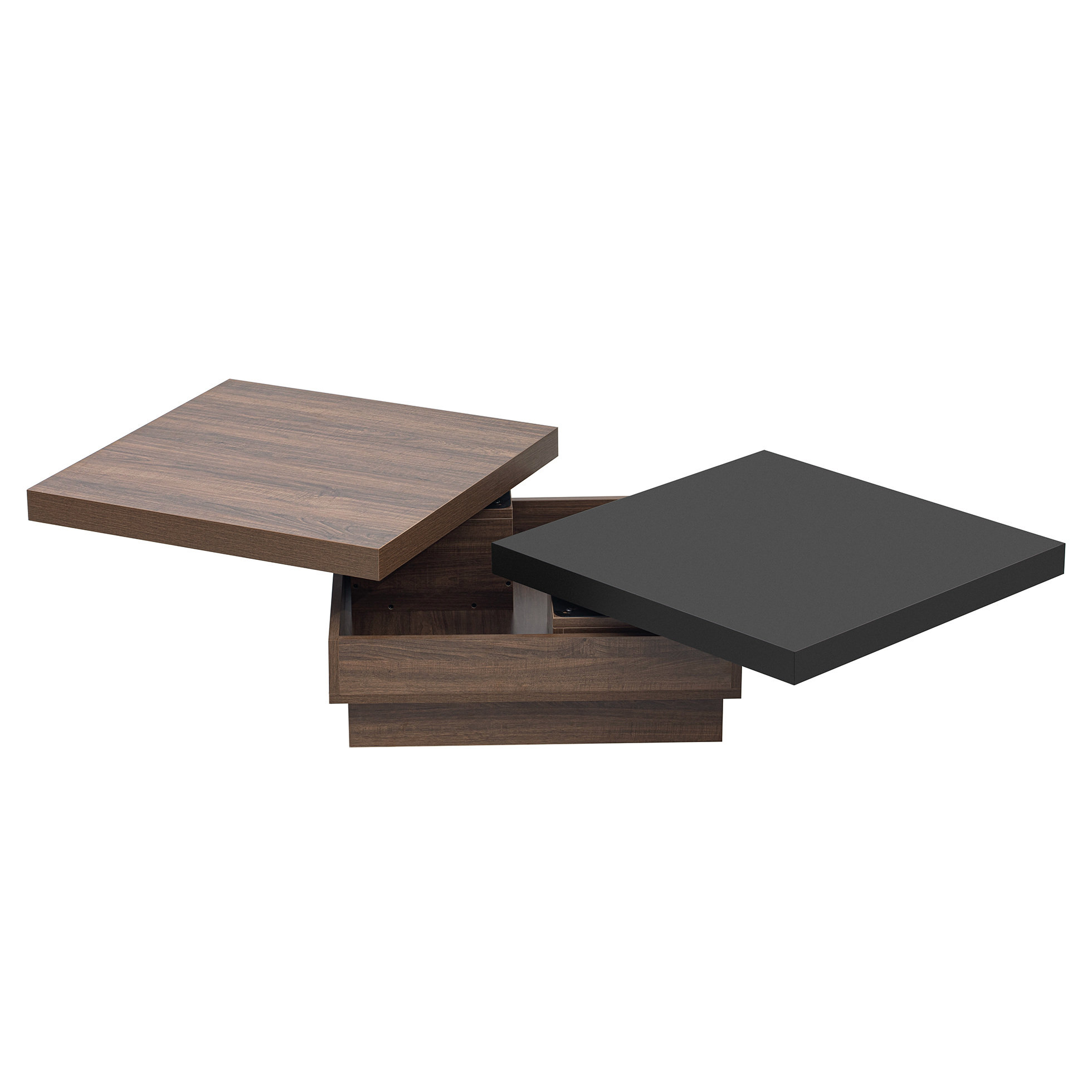 George Oliver Square Coffee Table With Rotatable Design And Hidden ...