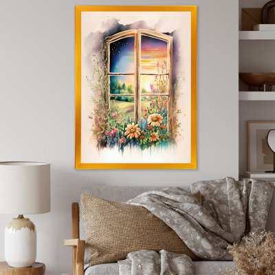 " Summer Sunset Floral Wndow "