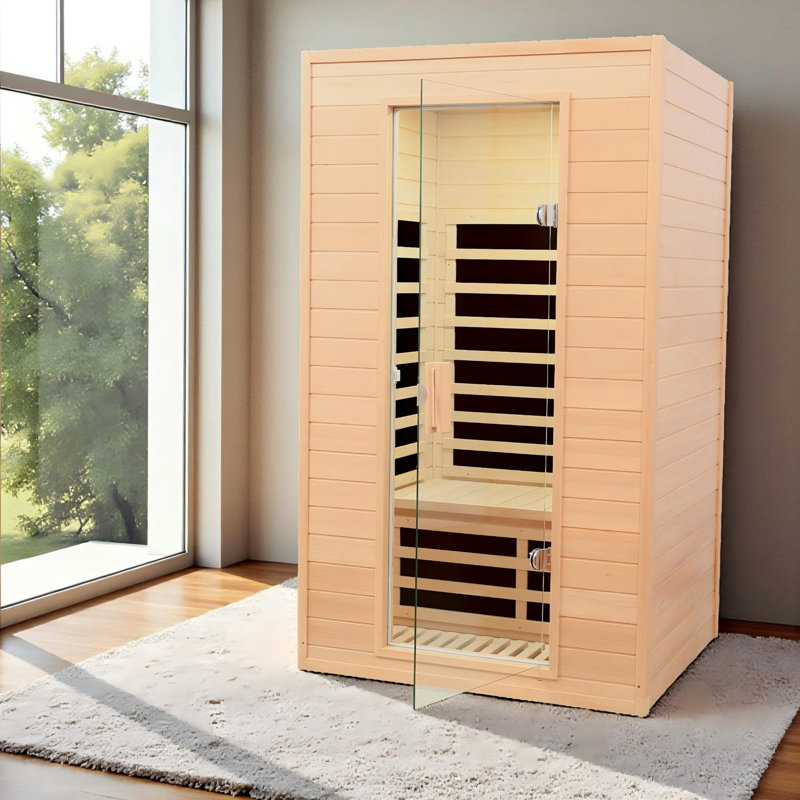 KISRAIS Indoor Sauna 2-Person Low EMF FAR Infrared Sauna With 2 LED Reading Lights, Bluetooth Speakers | Personal Indoor Dry Heat Sauna For Home & Gym – Made From Canadian Hemlock