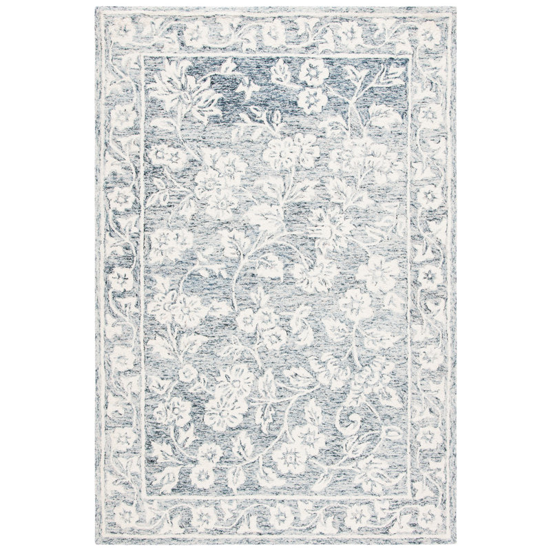 Conaway Hand Tufted Wool Floral Rug, Rectangle 3' x 5'
