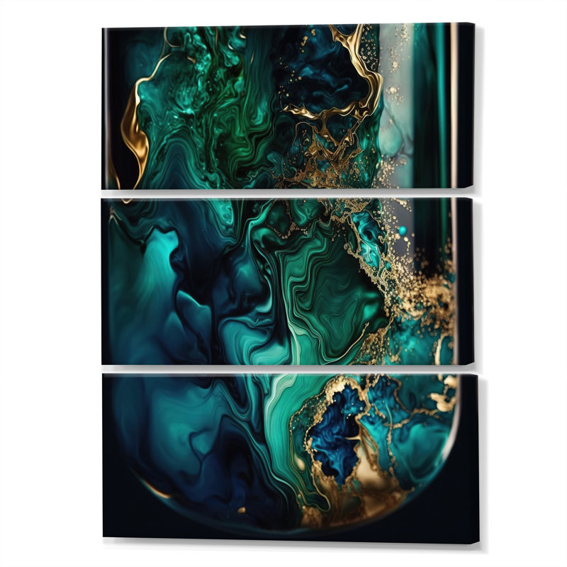 Géode abstraite moisode vert et bleu II 3 pièces Moiser