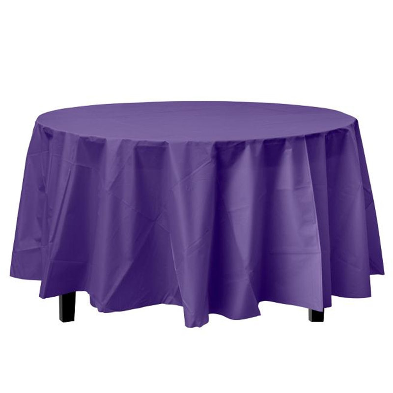 Nicole Fantini Plastic Disposable Round Tablecloth 84", Purple