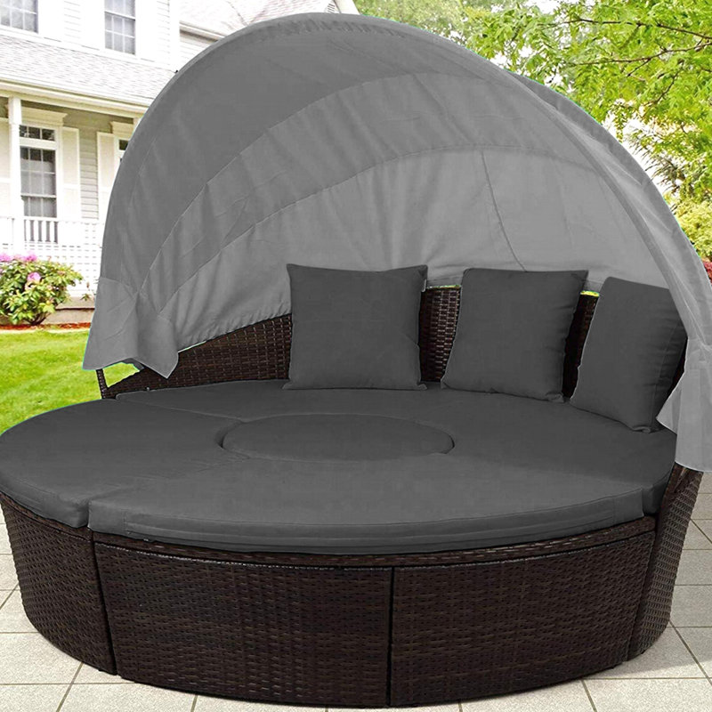 Coussin de lit rond de remplacement imperméable 66 po, Gris foncé
