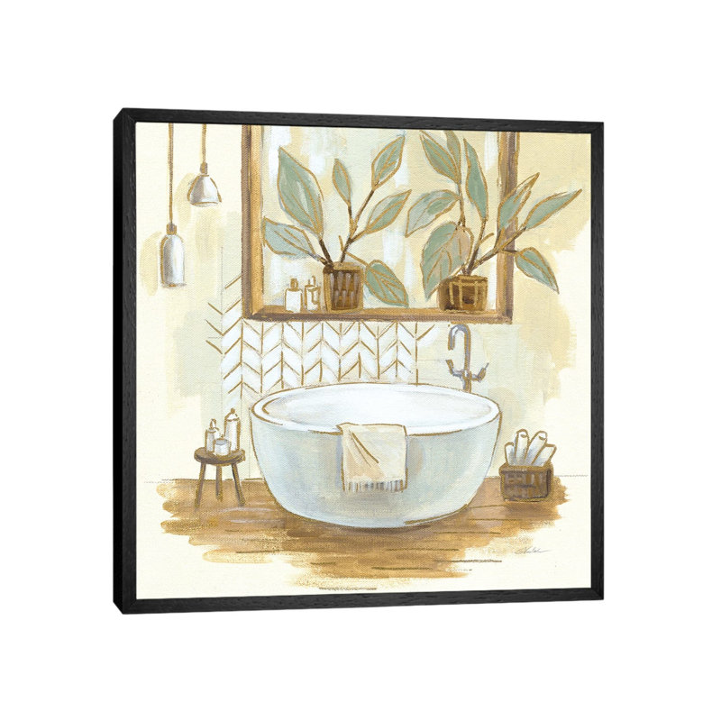 Sage Bathroom I by Silvia Vassileva - Gallery-Wrapped Canvas Giclée on Canvas, Black Floater Frame, 66.04cm H x 66.04cm W