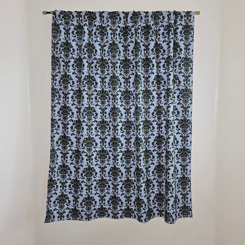 Rideau de fenêtre en popeline de polyester à imprimé damassé de 58 pouces de large, L 58 po x L 96 po, Bleu clair
