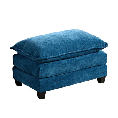 Cloud Chenille Ottoman - Blue, Modern Modular Sectional Accent Piece for Living Room
