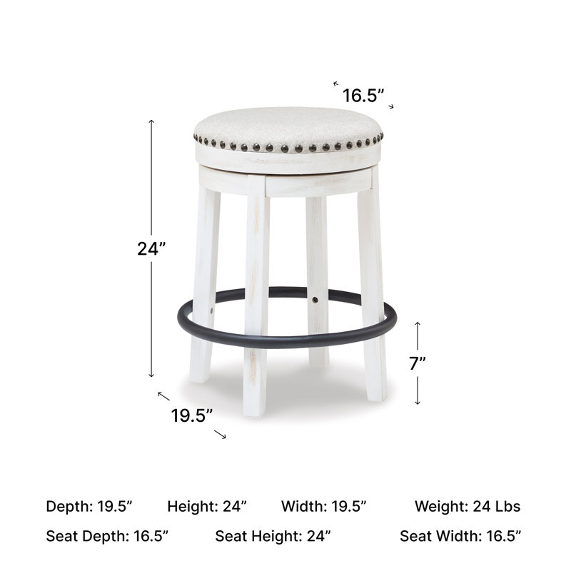 Daiah Swivel Upholstered Counter Stool with Solid Wood Frame, 24