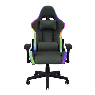 Metro Lane Adjustable Ergonomic Faux Leather Swiveling Floor Game Chair in Black