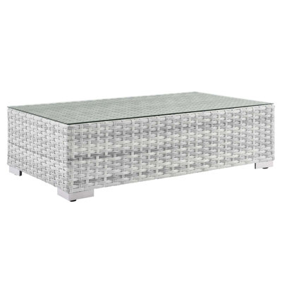 Shyann Outdoor Patio Coffee Table In Light Grey
