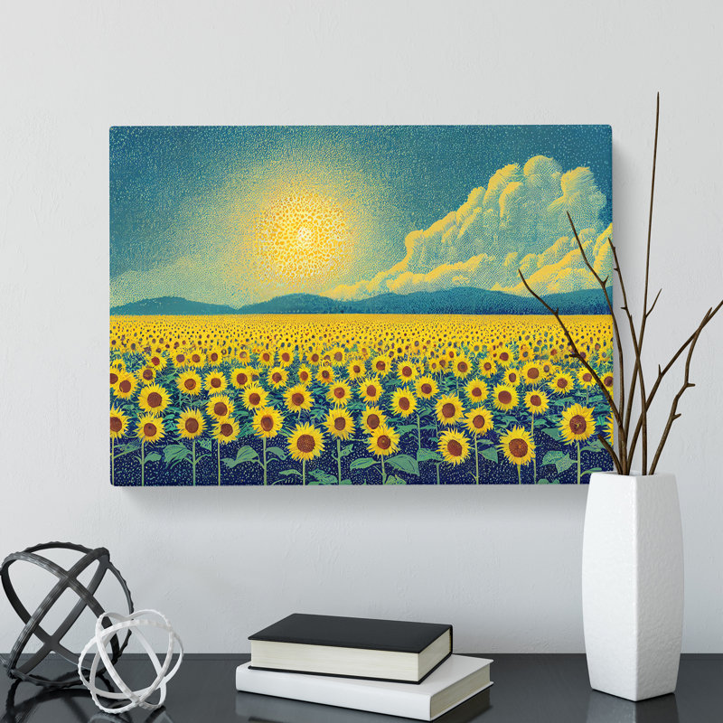 Alluring Sunflower Field - Wrapped Canvas, 40cm H x 60cm W x 3cm D