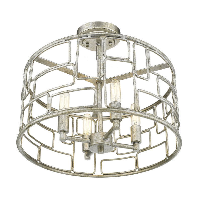 Mathena 4 - Light Dimmable Drum Chandelier, Antique Silver