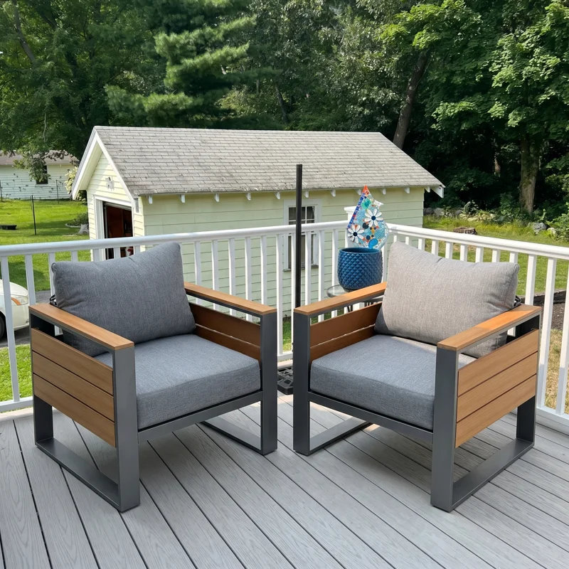 29.13 " W Patio Sofa, Gris