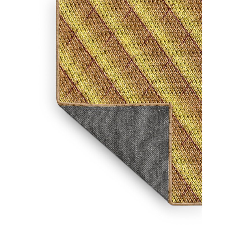 Tapis jaune moutarde tissé à la machine, Rectangle 6 pi x 9 pi