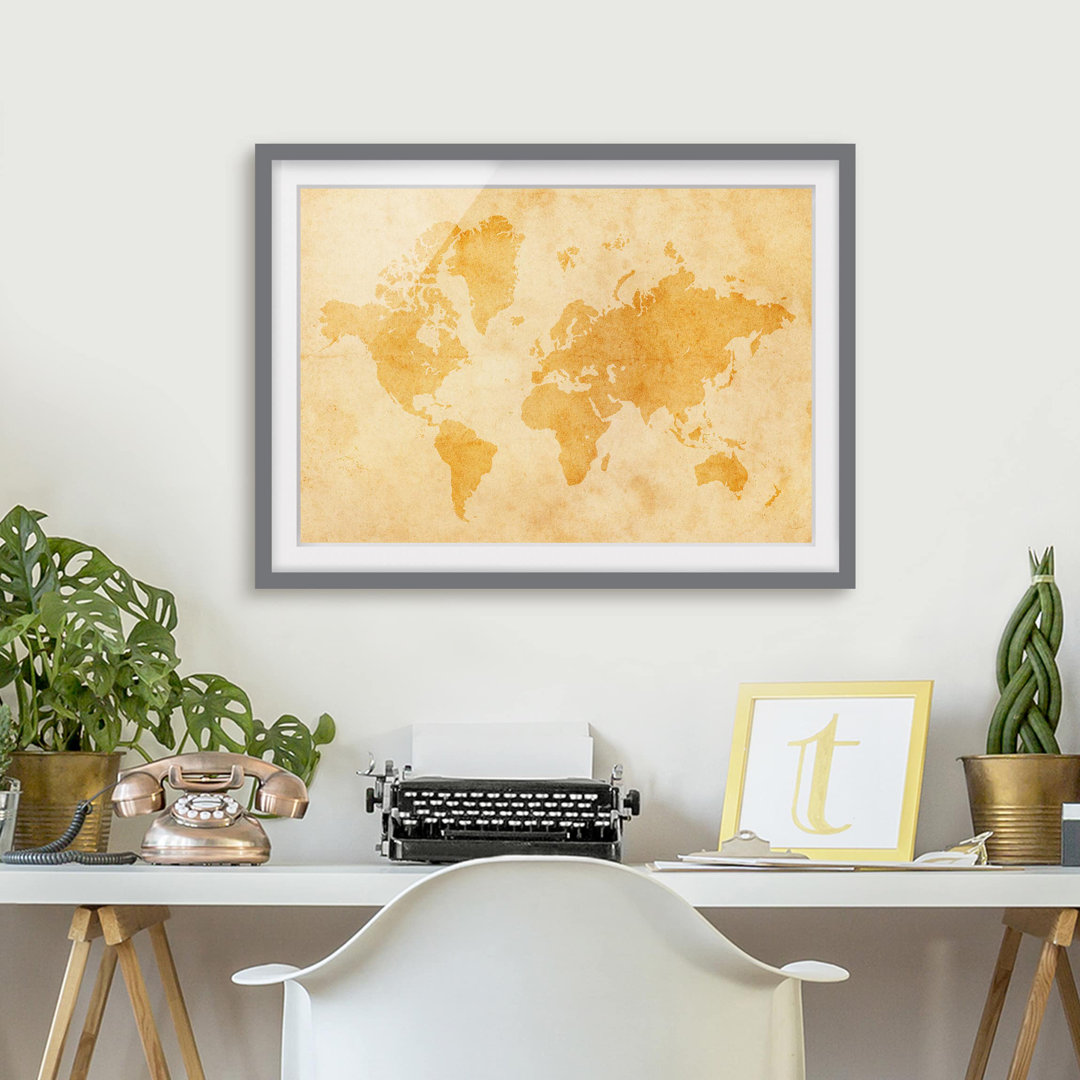 Gerahmtes Poster Vintage World Map