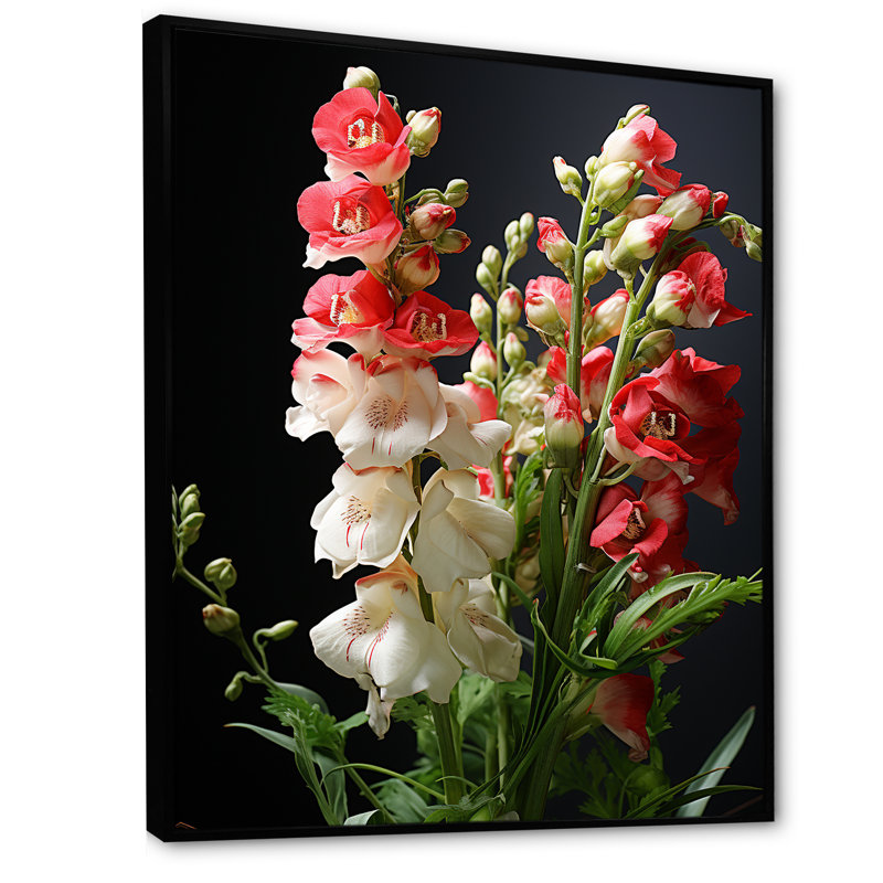 Snapdragons Serenade 2 - Snapdragons, art mural, Cadre flottant noir, H 44 po x l 34 po x P 1,5 po
