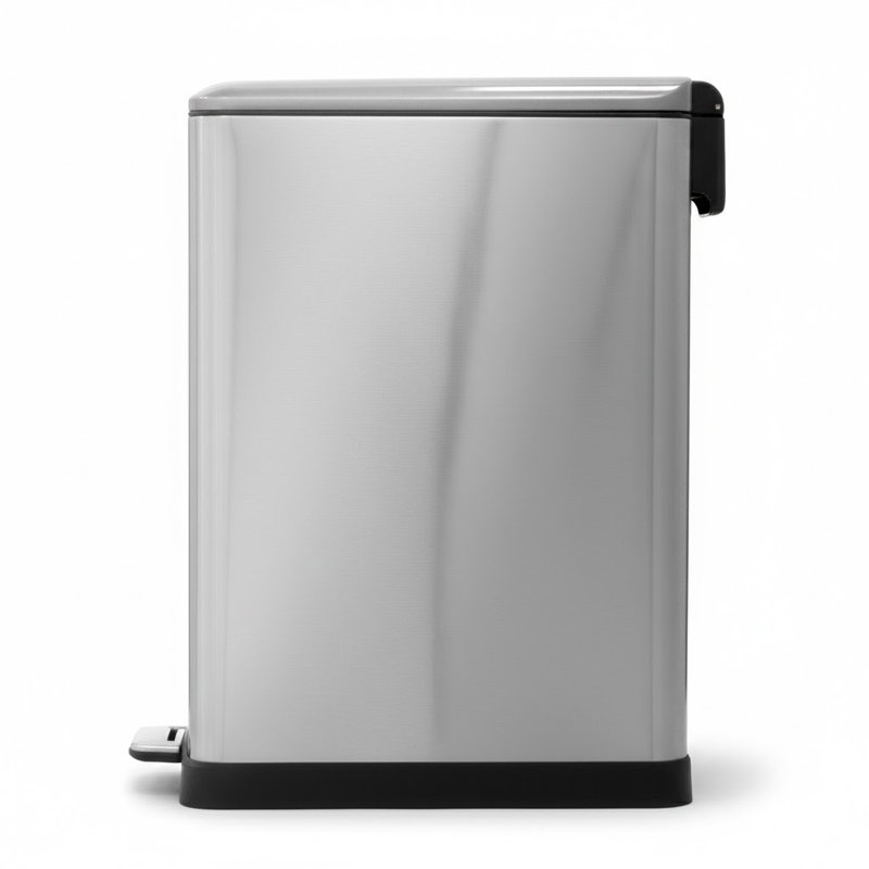 Poubelle de cuisine mince en acier inoxydable 13 gallons avec deux compartiments, pédale et couvercle à fermeture en douceur Home Zone Living