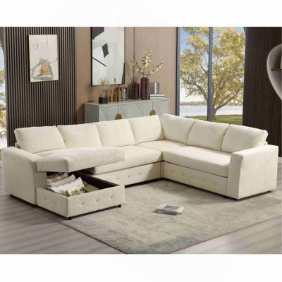 110.75" Sectional Sofa,Oversized modular sofa,Chaise Storage, Modern U Shaped  Couch , Upholstered Sofas,Chenille,Crystal button , Living Room, Apartm