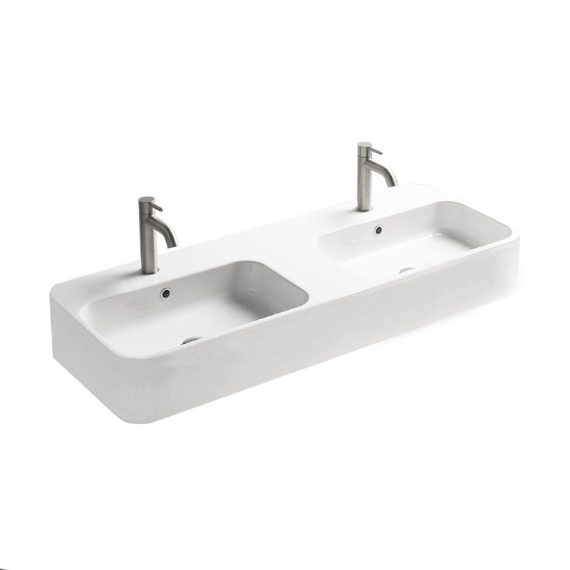 Cosa 47.2'' L Bathroom Sink, Single Hole, Glossy White
