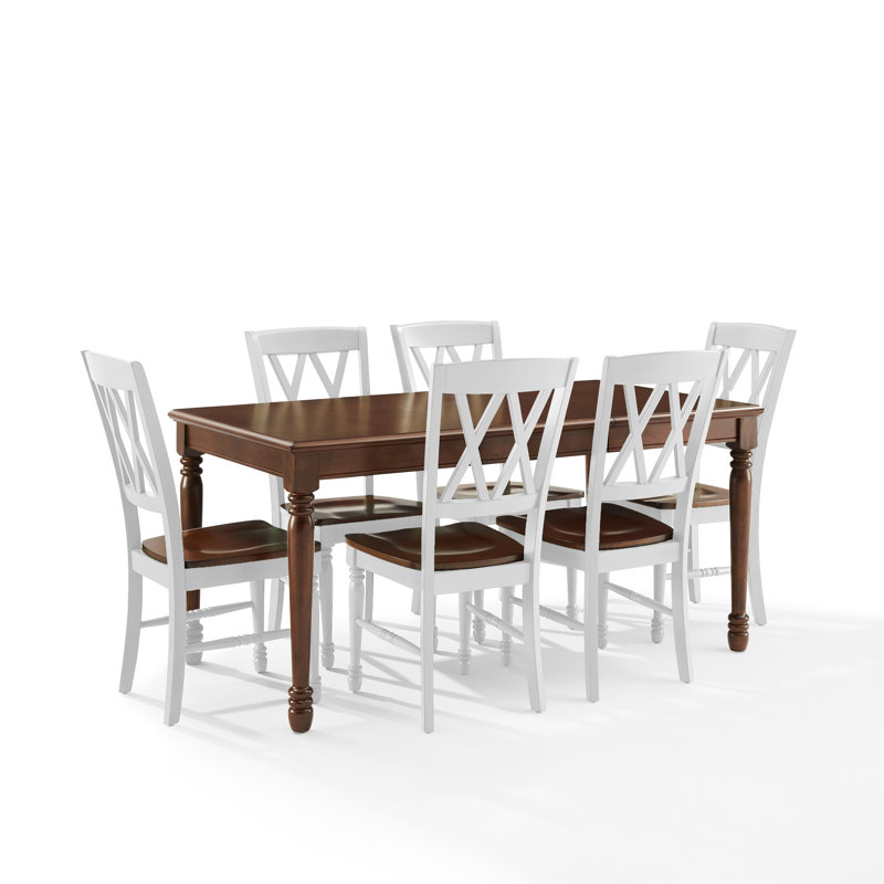 Dunblane Dining Table Set, 7 Pieces: Table, 6 Chairs, White