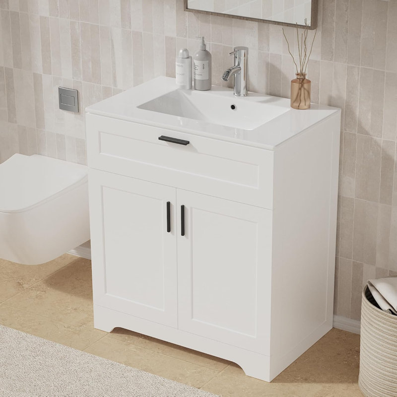 30" Bathroom Vanity Cabinet Base Only, Sink not Included, White, 30"
