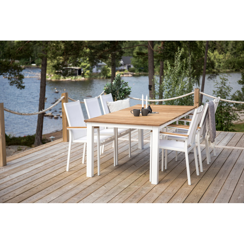 Anoki Rectangular Metal Outdoor Dining Table , 200cm cm W 100cm cm D, White