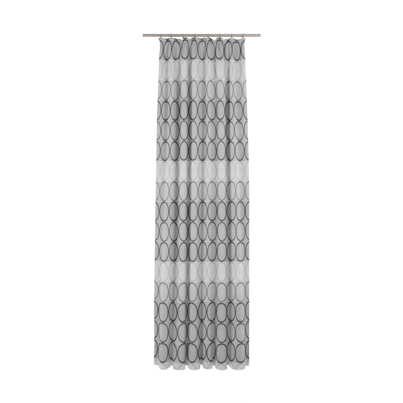 Deguzman Pencil Pleat Room Darkening Single Curtain, 132cm Width x 175cm Drop, Dark grey/Grey