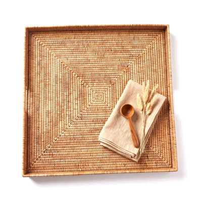 Extra Large Square Ottoman Tray With Handle