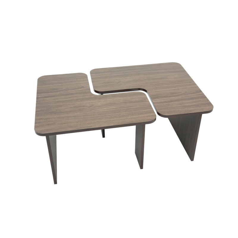 Ensemble de 2 tables basses en L, Walnut