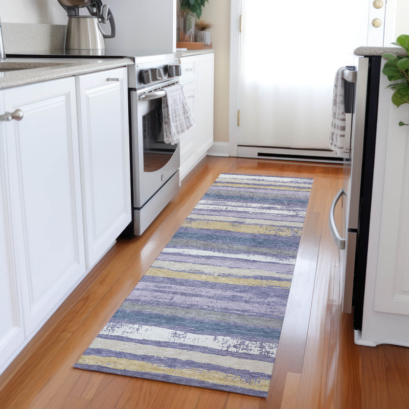 Machine Washable Indoor/Outdoor Chayden ACN1019 Purple Rug, Runner 2'3" x 7'6"