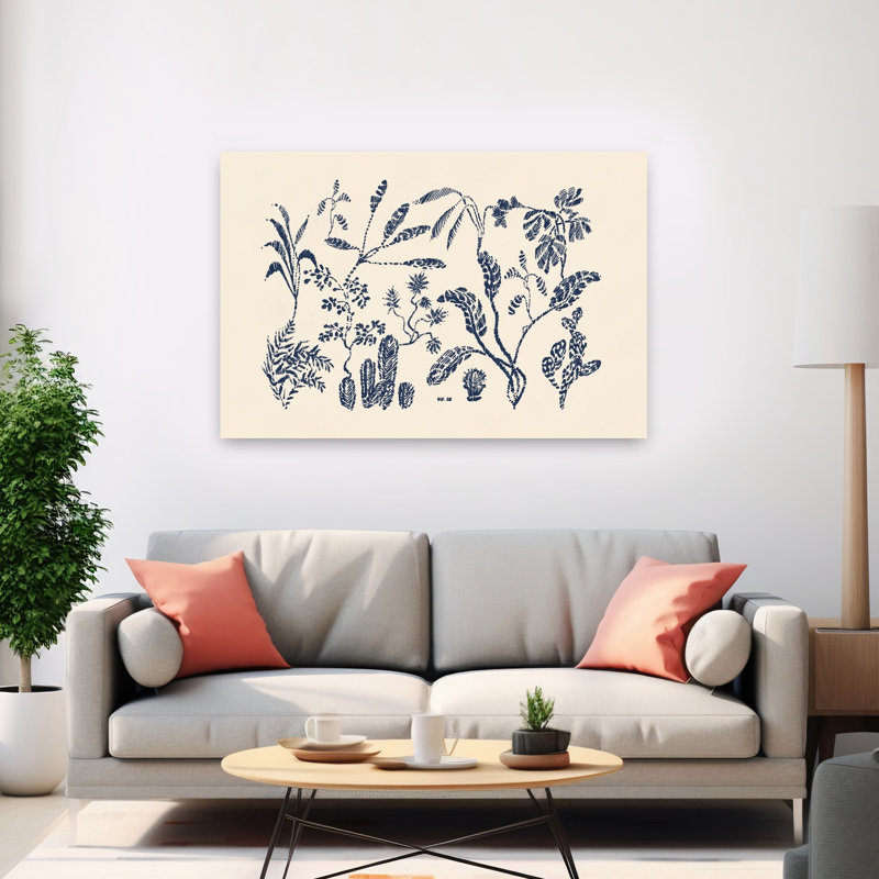 Indigo Botanical Collection, 40" H x 60" W