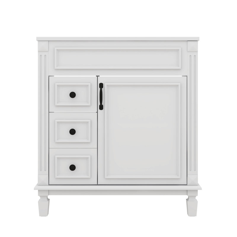Ensemble de meuble-lavabo moderne 30 pouces avec lavabo et 2 tablettes réglables à gauche, Blanc