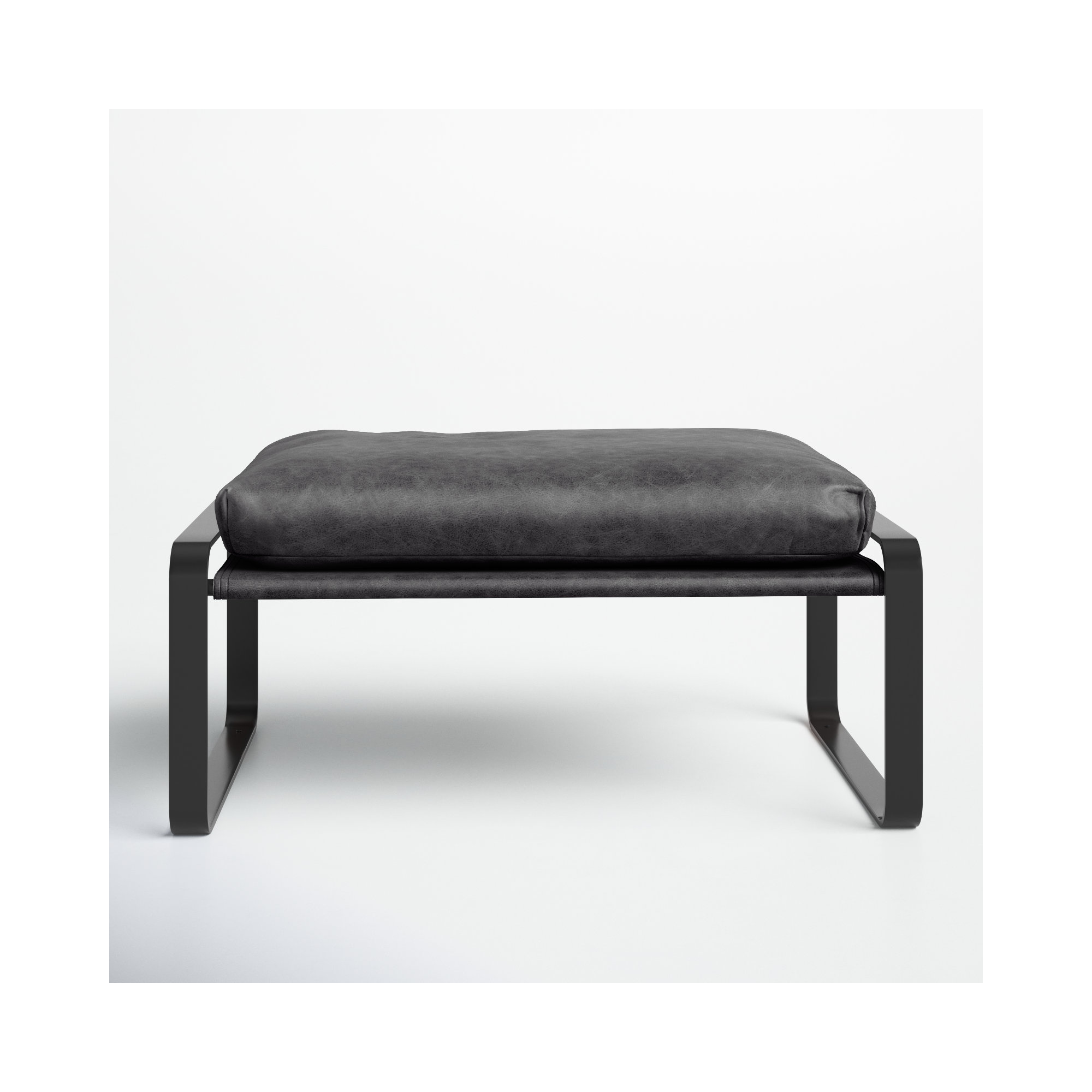 Greenlee Upholstered Ottoman, Black Genuine Leather