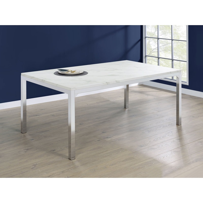 Jabel Faux Marble Top Metal Base Dining Table