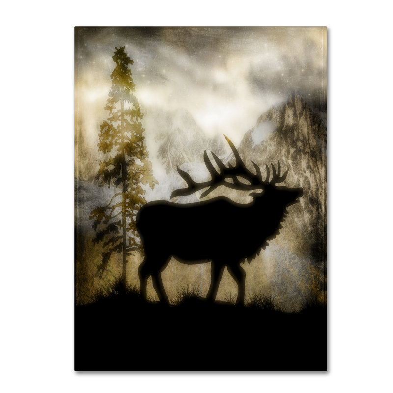 « mystic elk », reproduction d’impression sur toile tendue, H 47 po x l 35 po x P 2 po