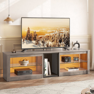 Meubles TV Petit meuble TV flottant domestique, meuble TV mural, étagères  flottantes avec 3 portes rabattables, console multimédia de divertissement