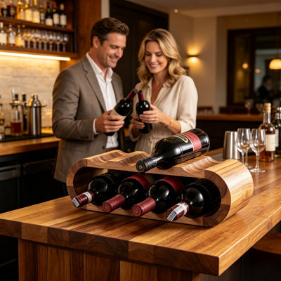 Porte-bouteilles de vin en bois d'acacia à 8 fentes, porte-bouteilles sur pied pour cuisine et salle à manger