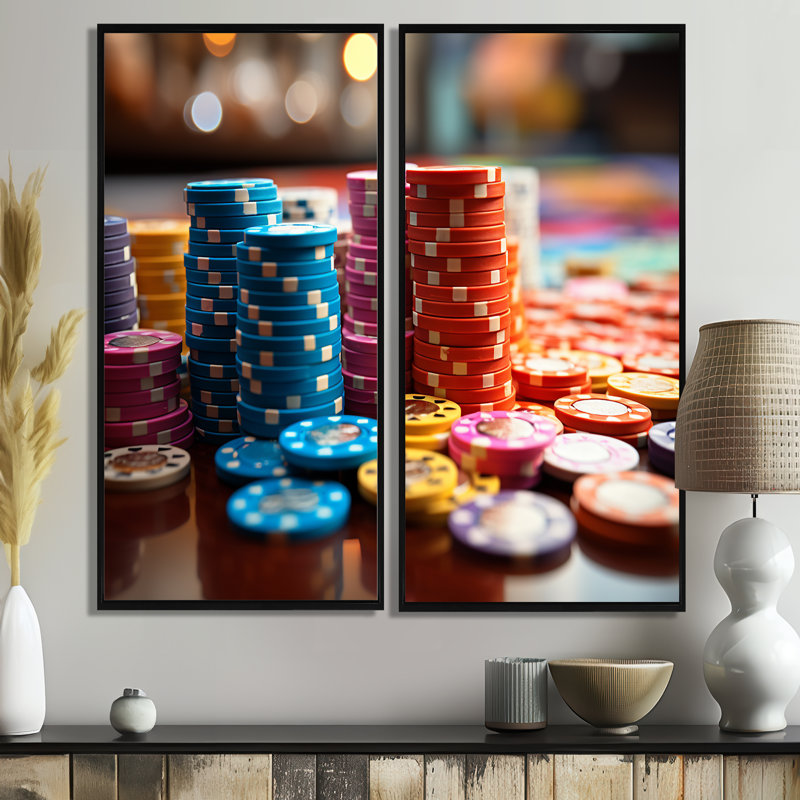 Jetons de poker Casino Royale II, H 20 po x l 24 po, Impression encadrée flottante, Noir