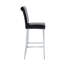 Ensemble de salle à manger contemporain 3 pièces à hauteur de bar avec table ronde en verre trempé, base en métal argenté et 2 tabourets de bar rembourrés noir profond, ensemble de coin-repas compact pour îlot de cuisine