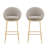 Indoor Metal Upholstered Barstool, Gold-Plated Frame, Set Of 2-1304818848