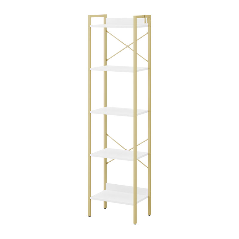 Bookcase, 5-Tier Bookshelf, Narrow Bookcase Shelving Unit for Living Room, Office, Sturdy, Bedroom, 24 x 40 x 160 cm, Industrial 